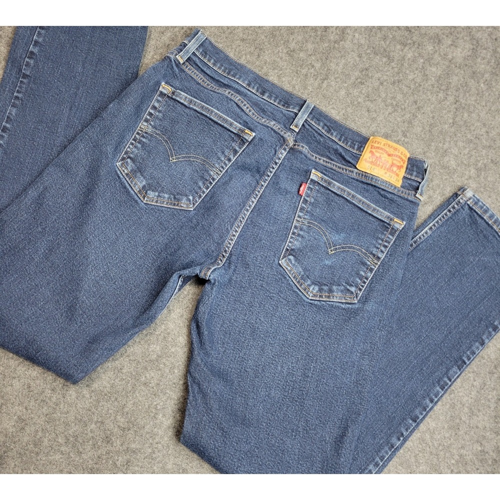 Levis 514 Jeans Mens 36x34 Blue Denim Stretch Red Tab Straight Leg Streetwear